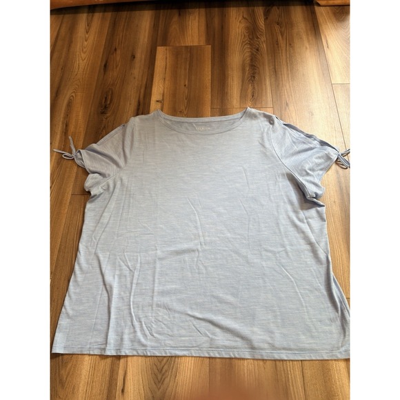 Talbots Tops - Talbots Women's 3X T-shirt Casual Light Blue Open Shoulders Cotton Blend
